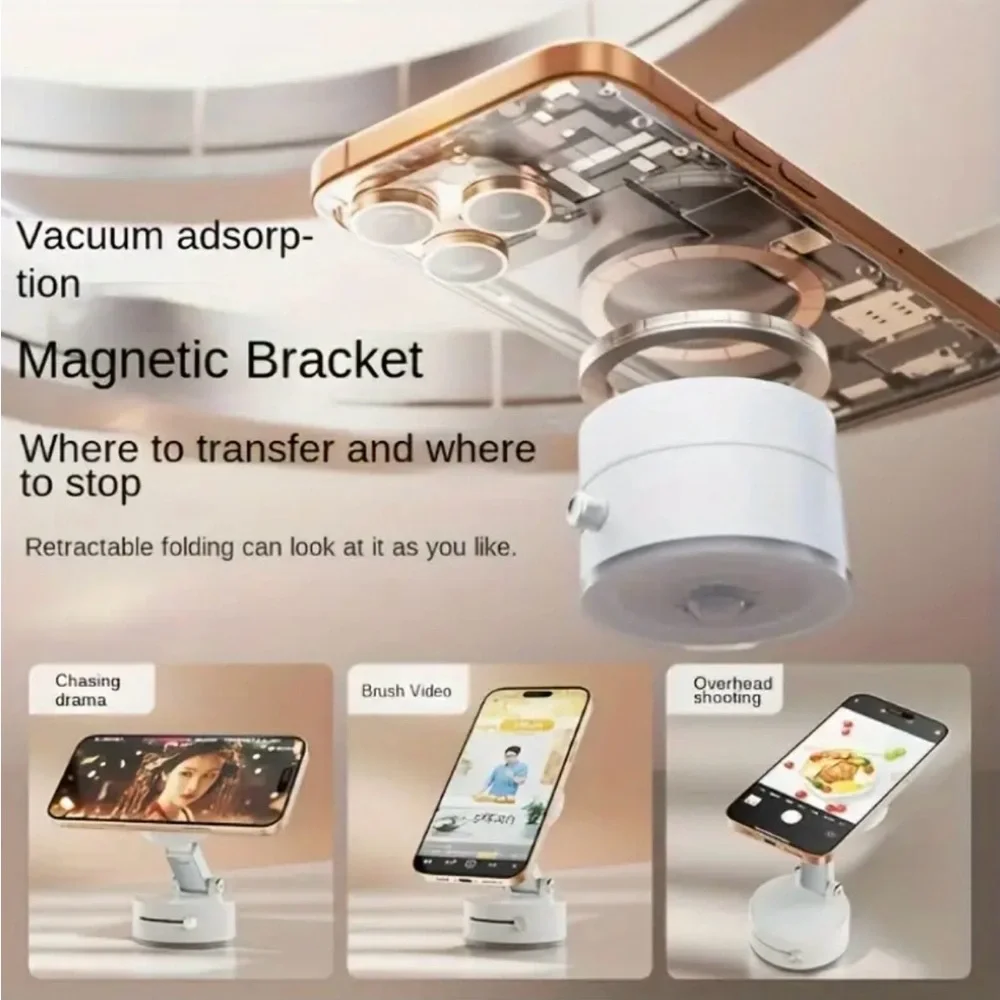 360° Rotatable Magnetic Suction Mount Phone Holder – Foldable, Adjustable Stand